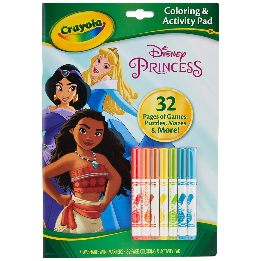 Crayola Disney Princess Color & Activity Book  32 Coloring Pages & 7 Mini Markers  Gift for Kids  Packaging May Vary