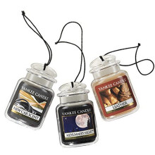 Yankee Candle Auto Geuren, Hangende Auto Jar Ultimate 3-Pack, Neutraliseert Geuren Tot 30 Dagen, Inclusief: 1 Leer, 1 Midsummer's Night, 1 Ne