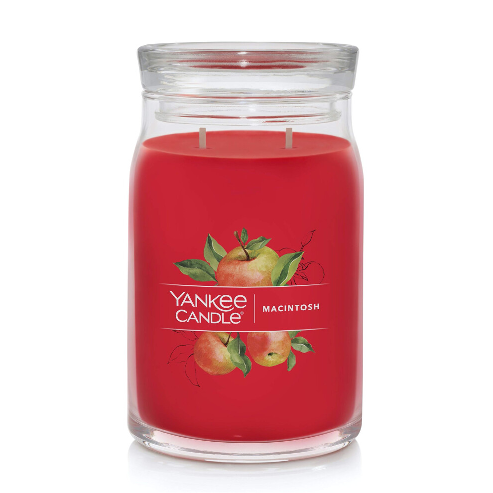Yankee Candle Macintosh Scented  Signature 20oz Large Jar 2-Wick Candle  Over 60 Hours of Burn Time-image-OPC-PFN2SJR-NEW