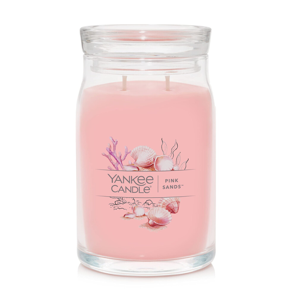 Yankee Candle Pink Sands Scented  Signature 20oz Large Jar 2-Wick Candle  Over 60 Hours of Burn Time-image-OPC-PFSSP99-NEW
