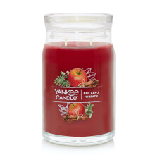 Yankee Candle Red Apple Wreath Scented Signature 20oz Large Jar 2-Wick Candle Over 60 Hours of Burn Time Christmas | Holiday Candle