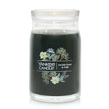Yankee Candle Silver Sage & Pine Scented Signature 20oz Large Jar 2-Wick Candle Over 60 Hours of Burn Time Christmas | Holiday Candle