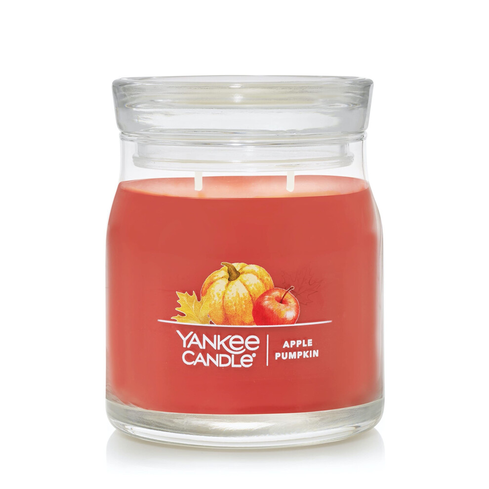 Yankee Candle Apple Pumpkin Scented  Signature 13oz Medium Jar 2-Wick Candle  Over 35 Hours of Burn Time