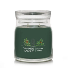 Yankee Candle Balsam & Cedar Scented Signature 13oz Medium Jar 2-Wick Candle Over 35 Hours of Burn Time Christmas | Holiday Candle