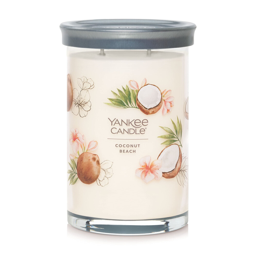 Yankee Candle Coconut Beach Scented  Signature 20oz Large Tumbler 2-Wick Candle  Over 60 Hours of Burn Time