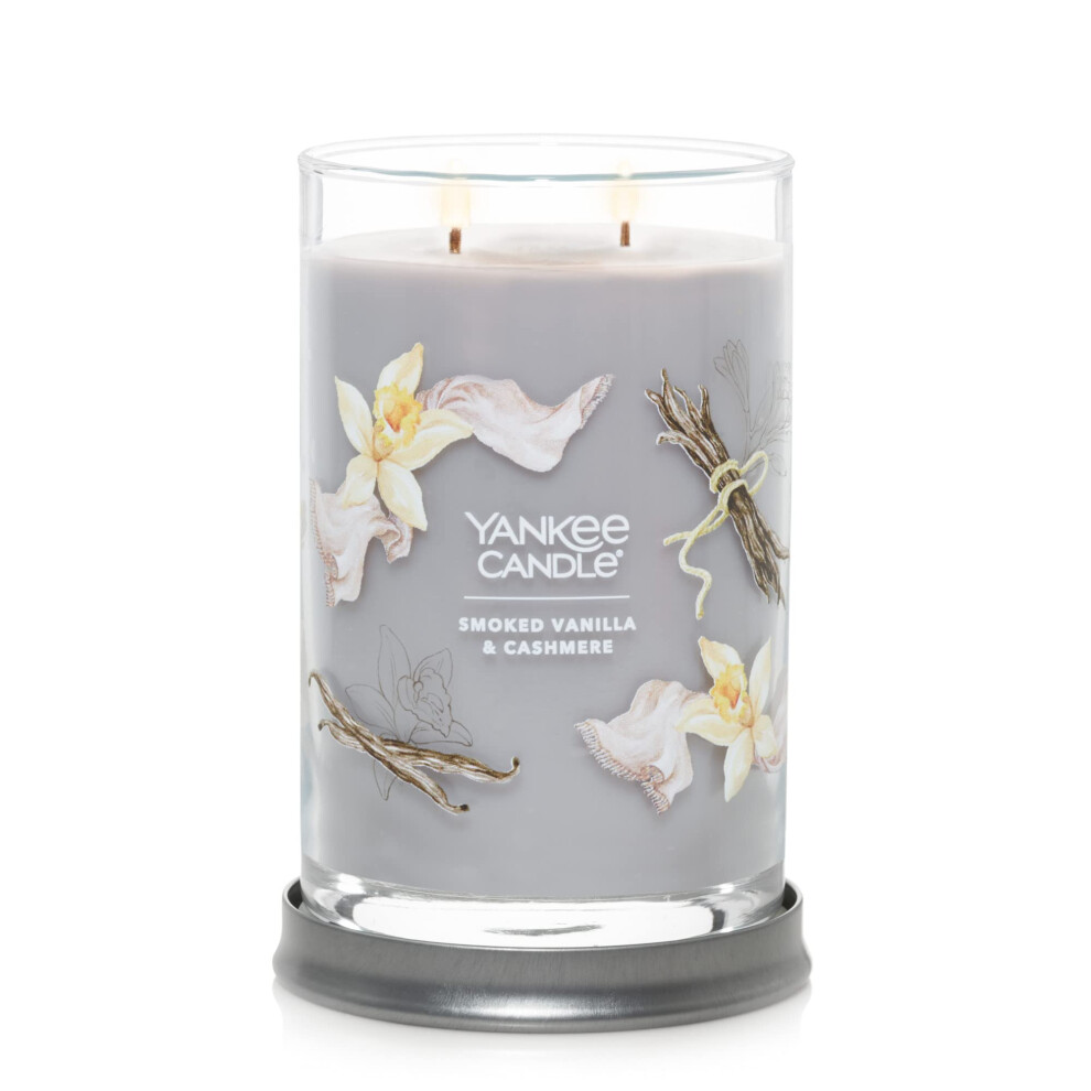 Yankee Candle Smoked Vanilla & Cashmere Scented  Signature 20oz Large Tumbler 2-Wick Candle  Over 60 Hours of Burn Time
