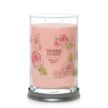 Yankee Candle Rosas Frescas Aromatizado, Tumbler Grande de 20oz com 2 Pavios, Mais de 60 Horas de Queima