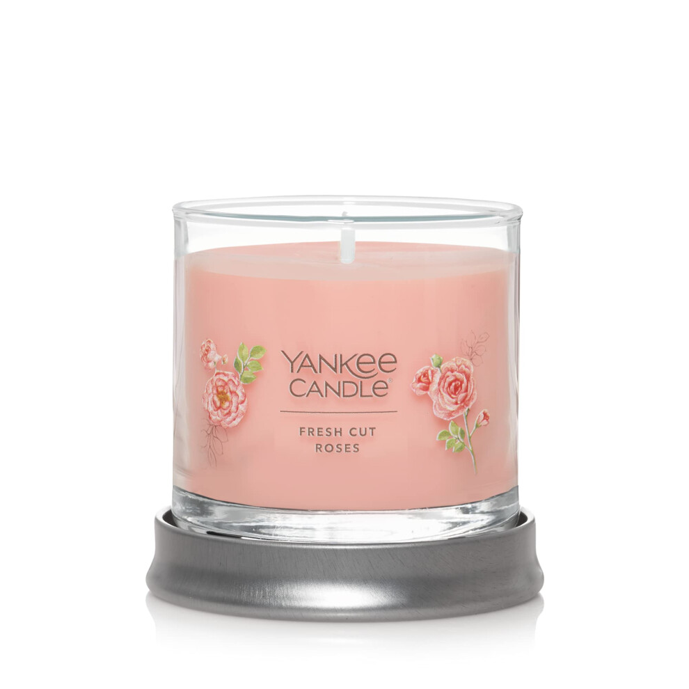 Yankee Candle Fresh Cut Roses Scented  Signature 4.3oz Small Tumbler Single Wick Candle  Over 20 Hours of Burn Time