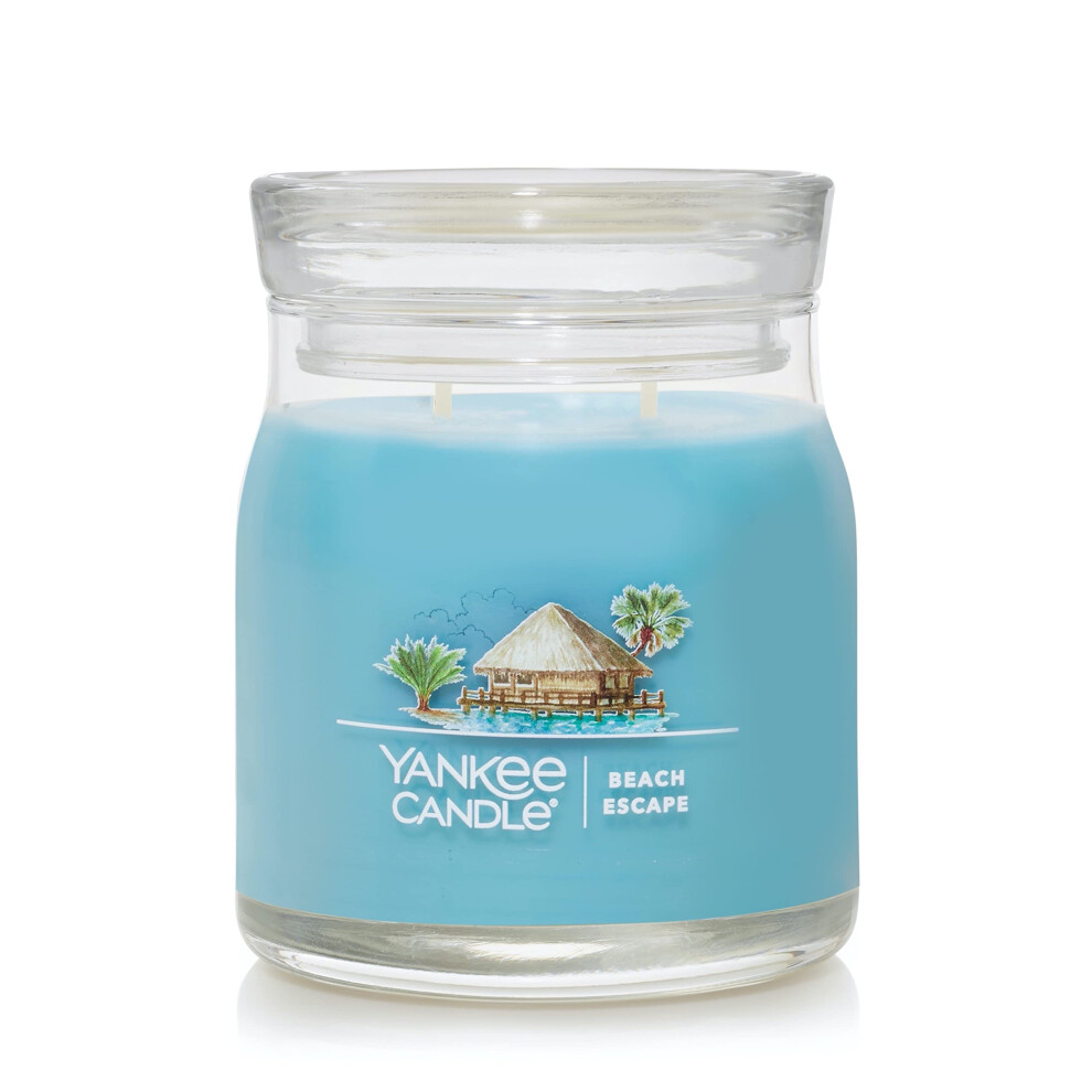 Yankee Candle Beach Escape Scented Signature Candela Profumata In Barattolo Medio Da 13 Oz A 2 Stoppini, Oltre 35 Ore Di Combustione