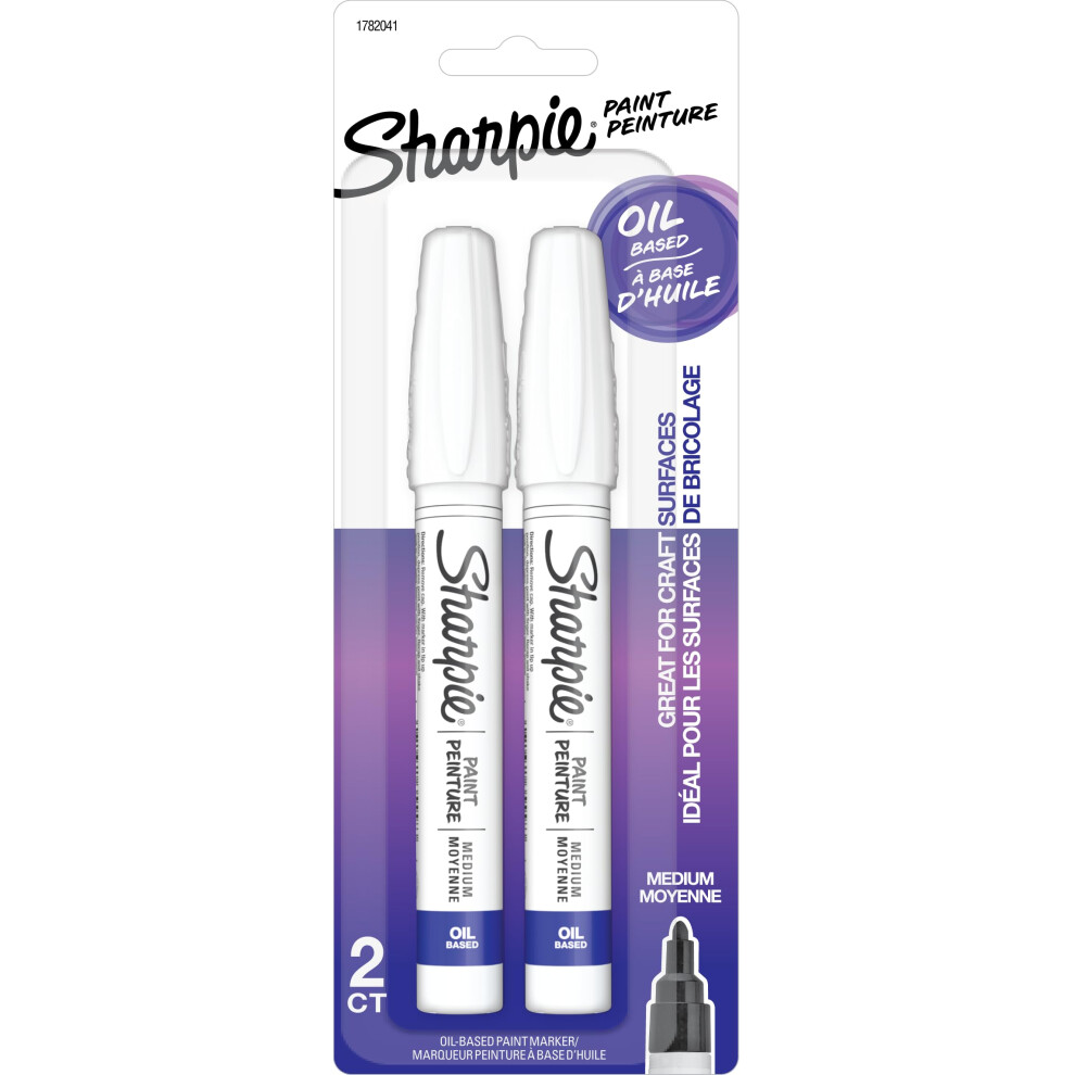 Sharpie Oil-Based Paint Markers  Medium Point  White  2 Pack