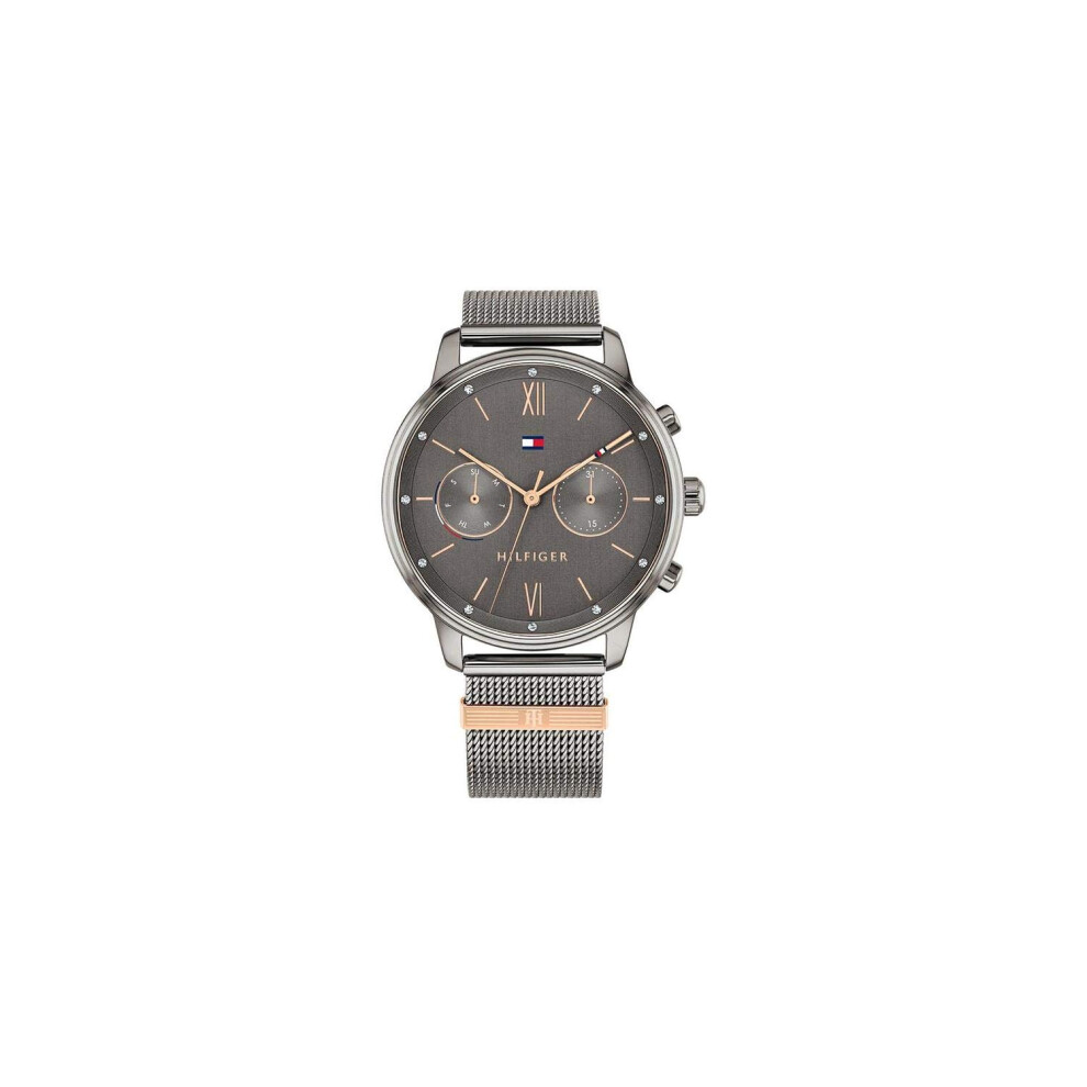 Montre d   contract   e     quartz Tommy Hilfiger pour femme, bracelet en acier inoxydable et maille, couleur   : gris (mod   le   : 1782304)