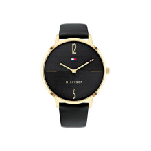 Reloj de Cuarzo de Acero Inoxidable para Mujer Tommy Hilfiger con Correa de Cuero, Color: Negro (Modelo: 1782379)