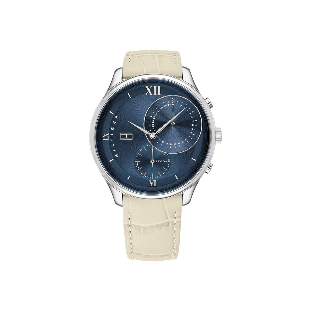 Tommy Hilfiger Analogue Multifunction Quartz Watch for Women with Beige Leather Strap - 1782130  Blue  Strap