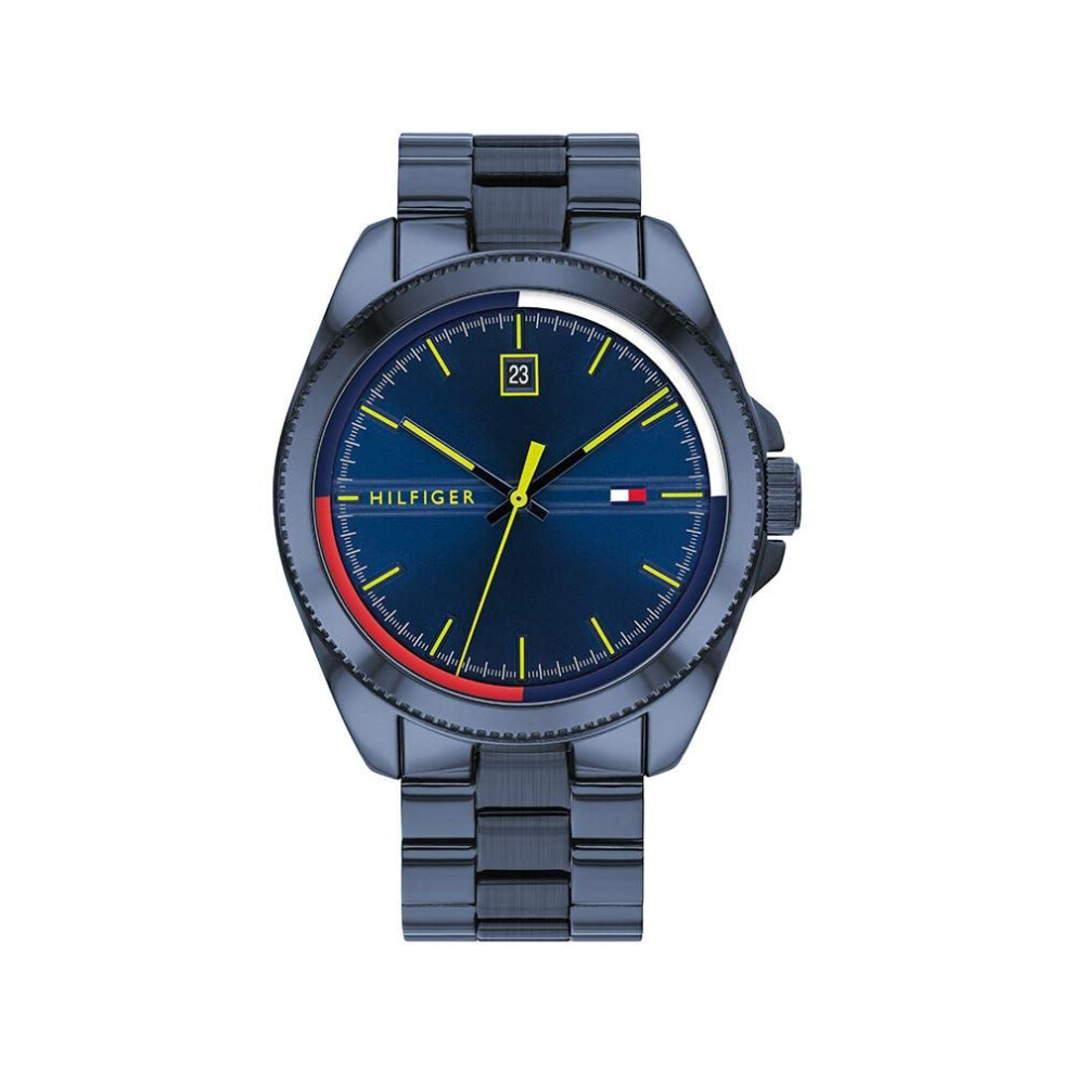 Montre     quartz Tommy Hilfiger pour homme, bracelet en acier inoxydable, couleur   : bleu marine (mod   le   : 1791689)