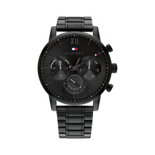 Tommy Hilfiger Men's Quartz Multifunction Stainless Steel and Link Bracelet Watch Color: Black (Model: 1791879)