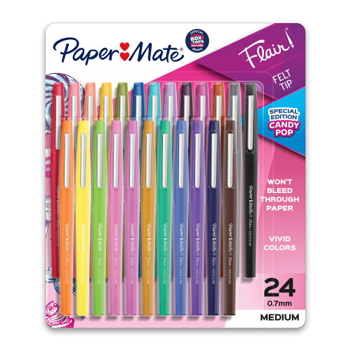 Paper Mate Paper Mate Flair Μαρκαδόροι Medium Point 0.7mm για Σχολικά Σαπούνια, 24 Χρώματα