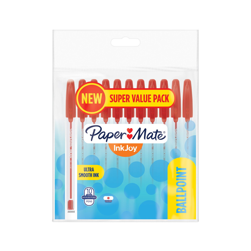 Paper Mate InkJoy 50ST Ballpoint Pens  Medium Point (1.0mm)  Red  10 Count