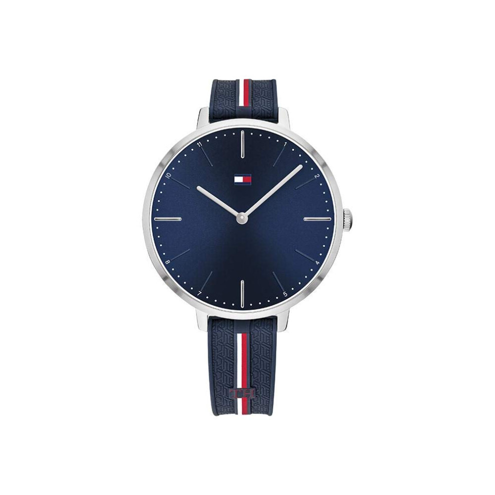 Montre    quartz Tommy Hilfiger pour femme en acier inoxydable avec bracelet en silicone, bleu 13 (mod  le  : 1782154)
