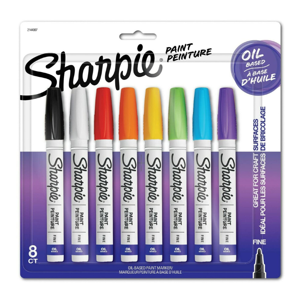 Sharpie Oil-Based Paint Markers Fine Point Assorted Colors 8 Pack