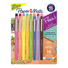 Paper Mate Flair Sunday Brunch Geurige Viltstiften, Assortiment Kleuren, Medium Punt (0.7mm), 16 Stuks