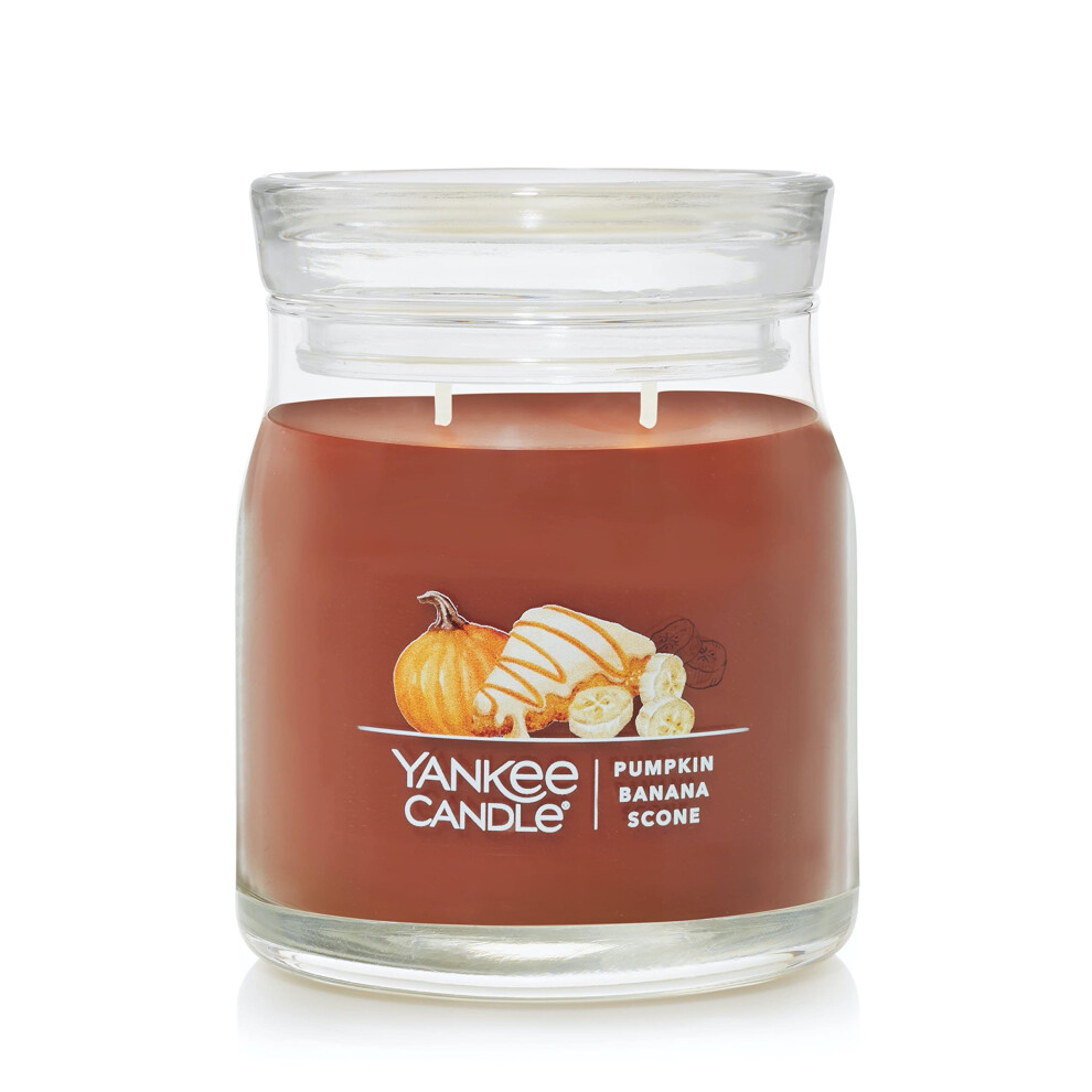 Yankee Candle Pumpkin Banana Scone Scented  Signature 13oz Medium Jar 2-Wick Candle  Over 35 Hours of Burn Time