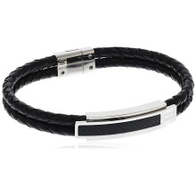 Bracelet en cuir et fibre de carbone pour homme Tommy Hilfiger, couleur  : noir (mod  le  : 2790357)