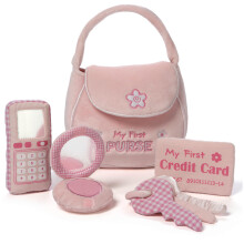 Baby GUND Play Soft Collection My First Purse 5-Piece Plush Playset with Rattle Mirror and Crinkle Plush Toys Sensory Toy for Babies and Newborns