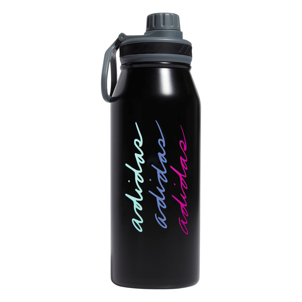 adidas 1 Liter (32 oz) Metal Water Bottle  Hot/Cold Double-Walled Insulated 18/8 Stainless Steel  Black/Pulse Mint Green/Blue Fusion  32 Ounces