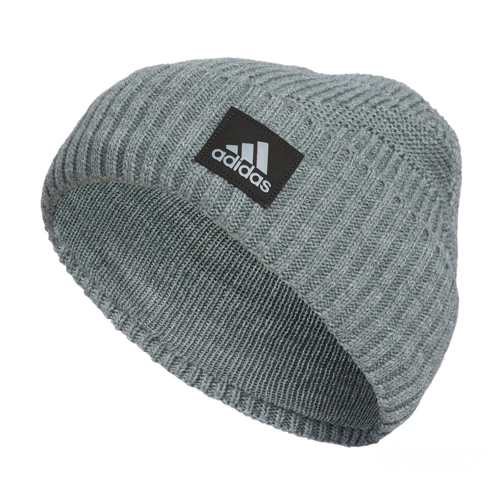 adidas Men's Pine Knot Beanie  Standard fit Cuffed Acrylic Knit hat/Cap for Winter  Heather Grey/Black/4  One Size