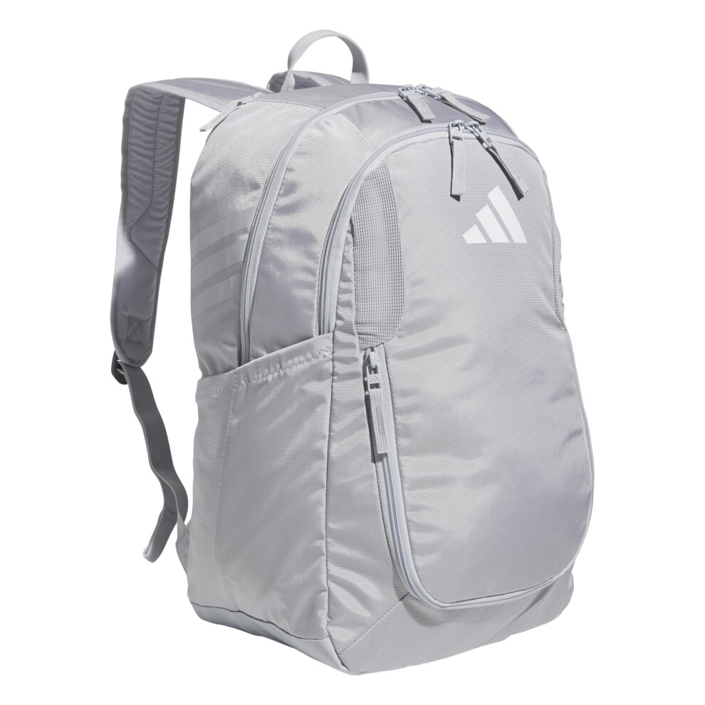 adidas Stadium Team Sports Backpack for Men and Women (36l) Durable Athletic Laptop Bag  Light Grey/4.0  One Size
