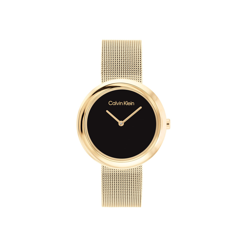 Calvin Klein Women's Quartz Gold Plated Case and Mesh Bracelet Watch  Color: Gold Plated (Model: 25200012)