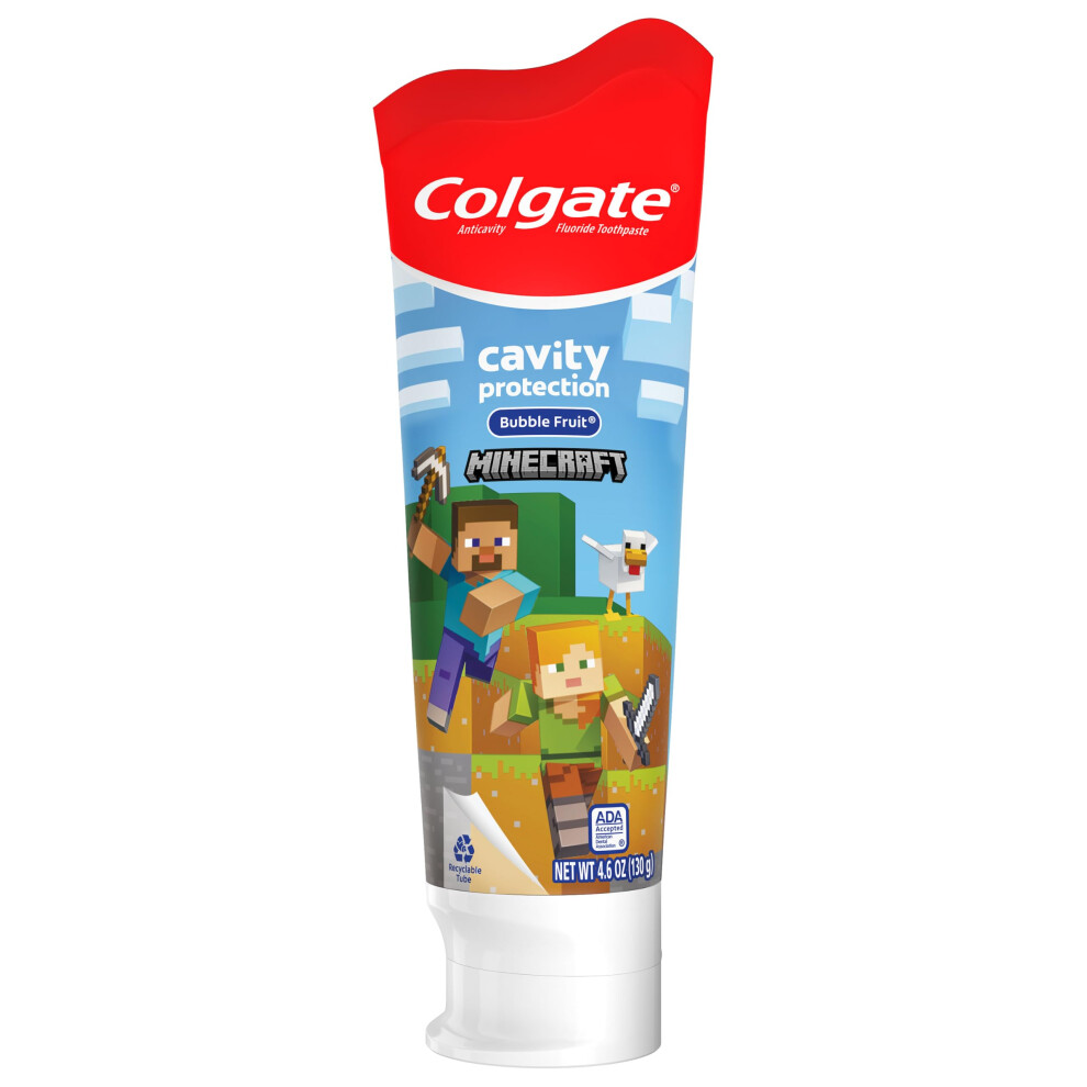 Colgate Kids Toothpaste with Anticavity Fluoride  Minecraft  Mild Fruit Flavor  4.6oz  1PK