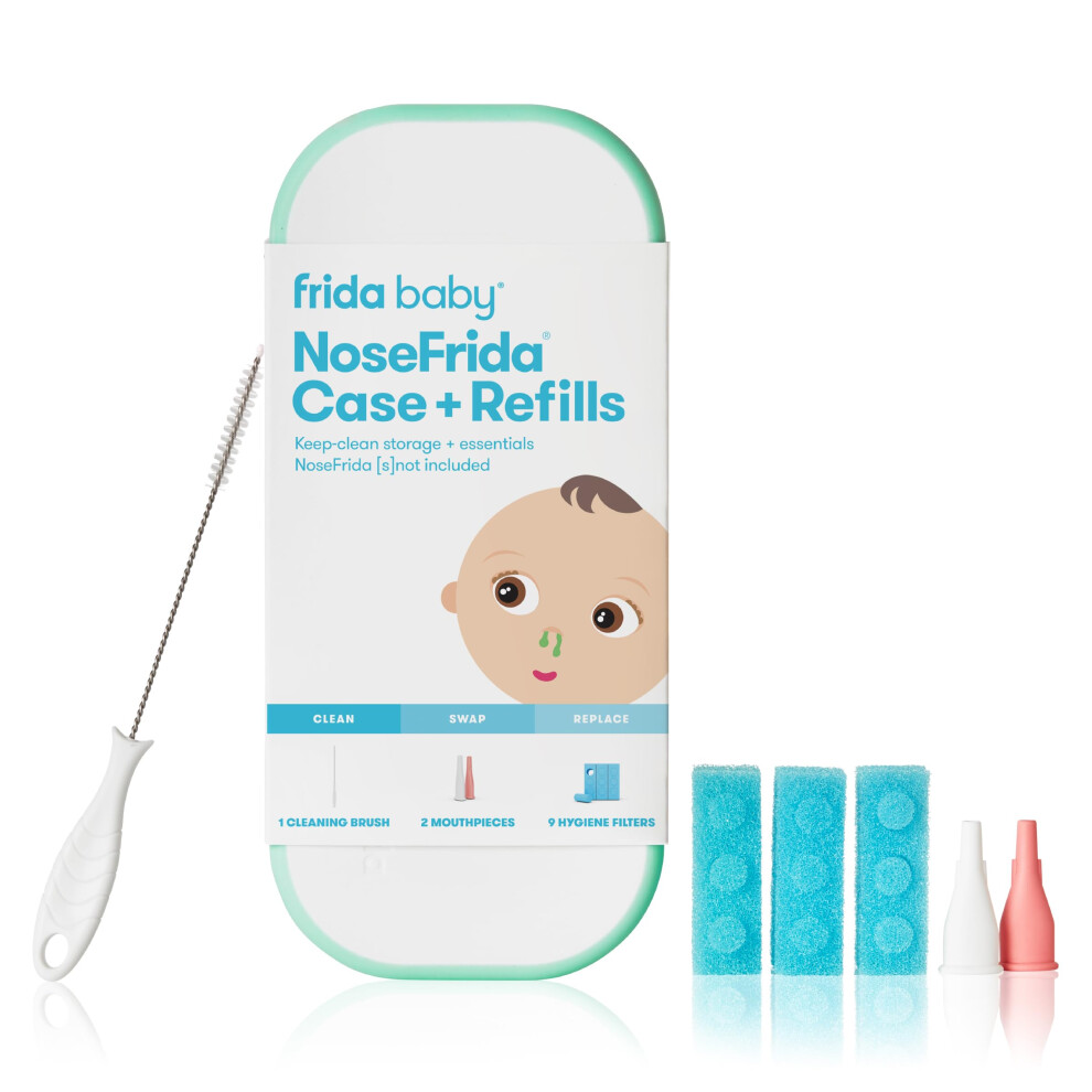 Frida Baby NoseFrida Case + Refills  Cleaning and Storage for Doctor-Recommended NoseFrida The Snotsucker Nasal Aspirator  Storage Travel Case  Bristl