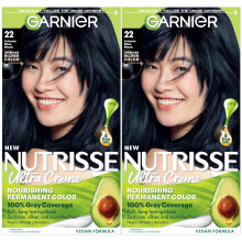 Garnier Hair Color Nutrisse Cr   me Nourrissante 22 Bleu Noir Intense (M   re) Coloration Permanente pour Cheveux, Lot de 2 (L'emballage peut varier)