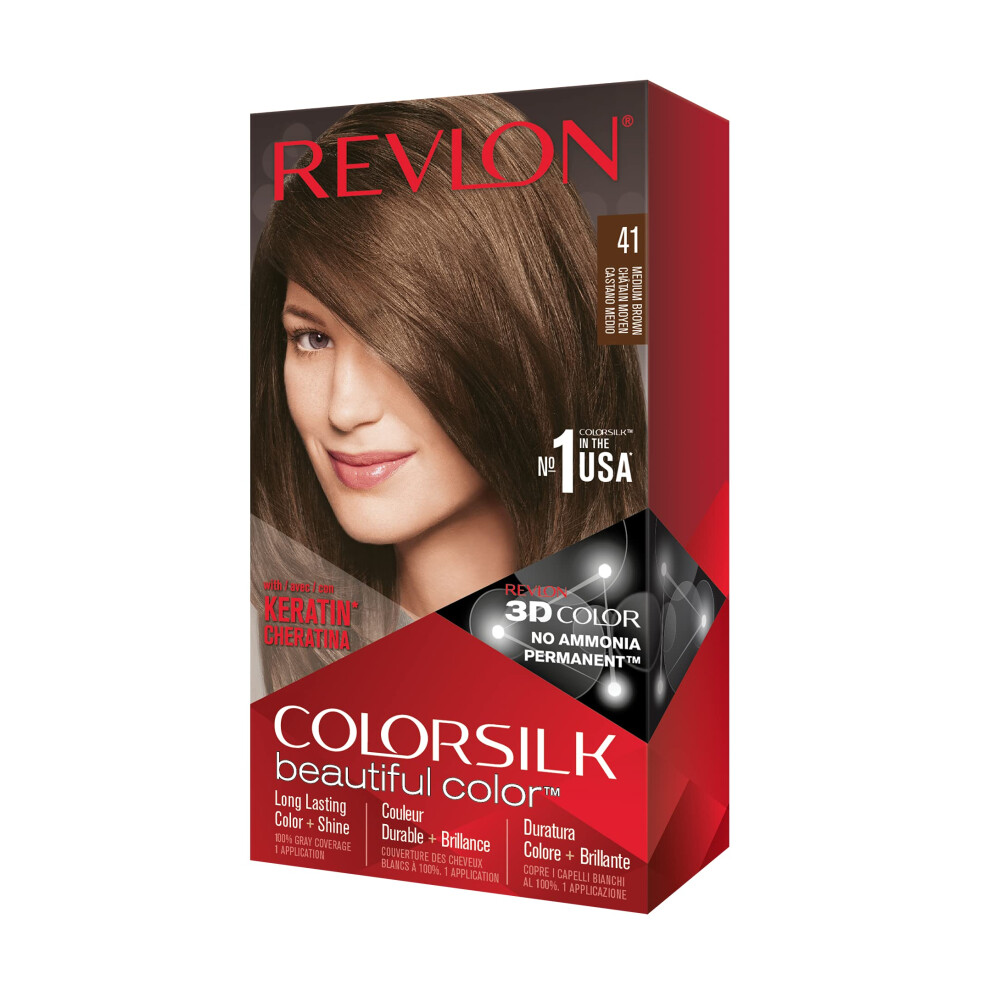 Coloration capillaire Revlon ColorSilk, ch   tain moyen (lot de 3)