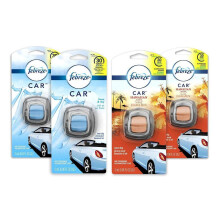 Febreze Auto Luchtverfrissers, 2 Linnen & Lucht en 2 Hawaïaanse Aloha Geuren, Geurverdrijver voor Sterke Geuren (4 Stuks)