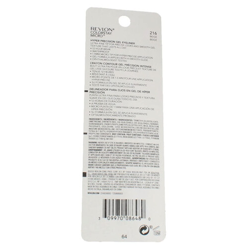 Revlon Revlon Colorstay Micro Υπερ Ακριβής Gel Eyeliner, Αδιάβροχο, Μακράς Διαρκείας, 0.009 oz, μπεζ 1