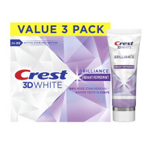 Crest 3D White Brilliance Vibrant Pepparmint Tandkräm, 4,6 oz, 3-pack, Antikaries Fluoridtandkräm