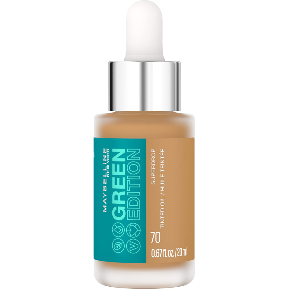 Maybelline Green Edition Superdrop Tinted Oil Base Makeup  Adjustable Natural Coverage Foundation Formulated With Jojoba & Marula Oil  70  1 Count