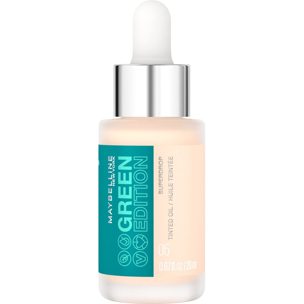 Maybelline Green Edition Superdrop Tinted Oil Base Makeup  Adjustable Natural Coverage Foundation Formulated With Jojoba & Marula Oil  05  1 Count