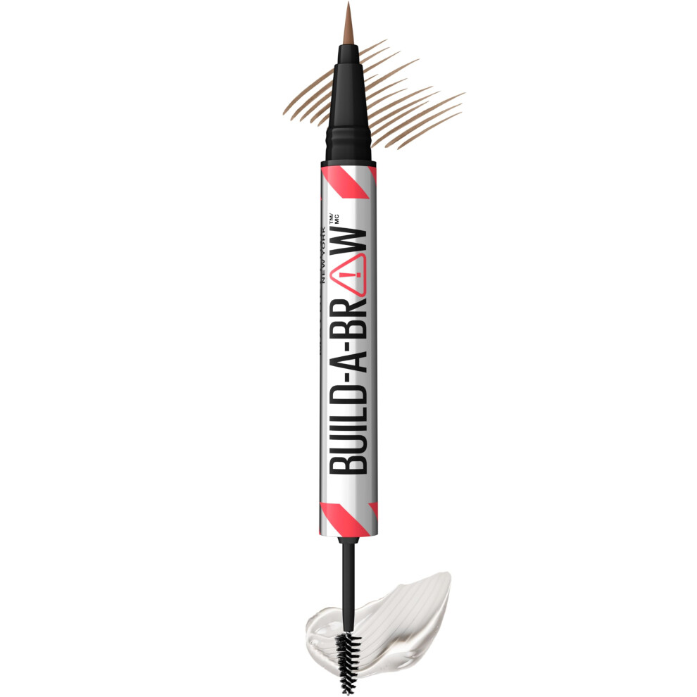 Maybelline Build-A-Brow 2-in-1 Brow Pen and Sealing Brow Gel  Eyebrow Makeup for Real-Looking  Fuller Eyebrows  Soft Brown  1 Count