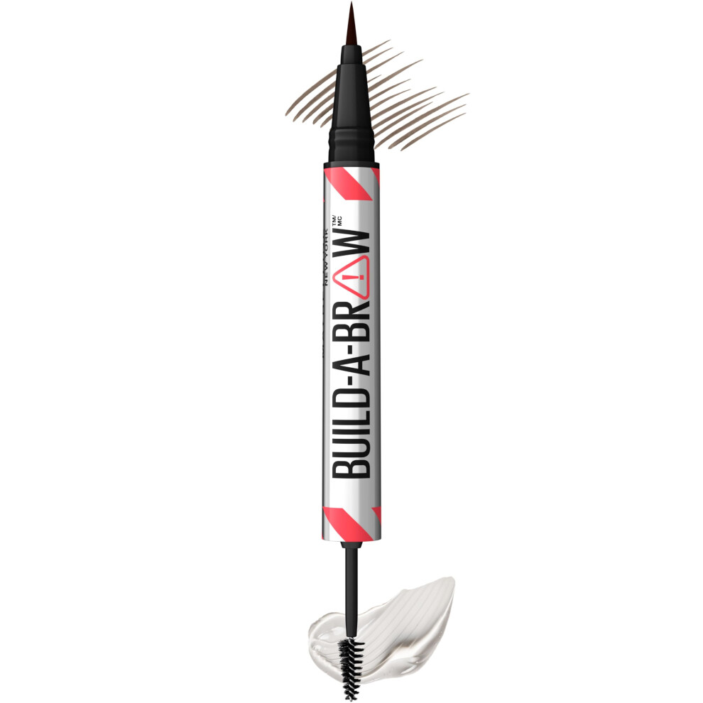 Maybelline Build-A-Brow 2-in-1 Brow Pen and Sealing Brow Gel  Eyebrow Makeup for Real-Looking  Fuller Eyebrows  Ash Brown  1 Count