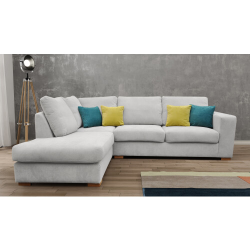 Dakota Fabric Left Light Grey Corner Sofa Suite 1
