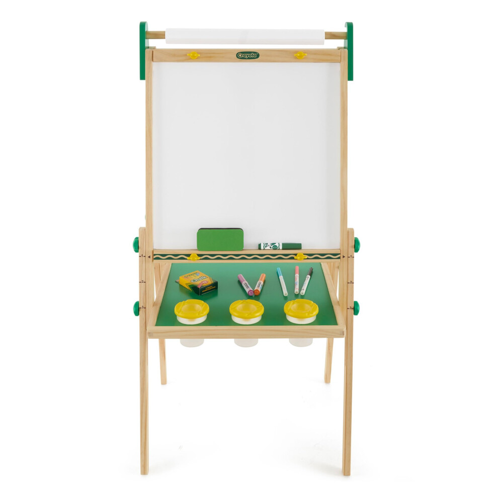 Crayola Wooden Art Easel For Kids 2-In-1 Dry Erase Board & Chalkboard Gifts For Toddlers Ages 3 4 5