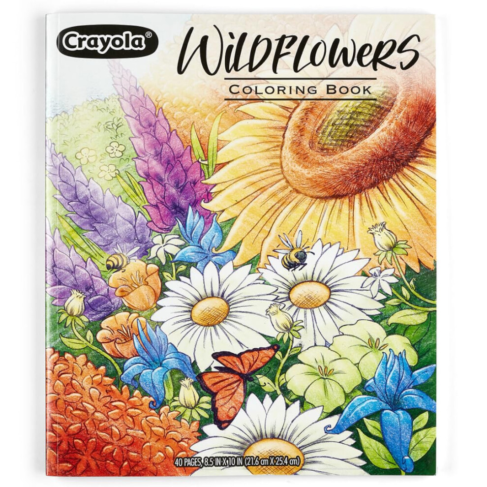 Crayola Wildflower Coloring Book (40 Pages)  Premium Adult Coloring Pages  for Stress Relief and Relaxation  Gift for Adults