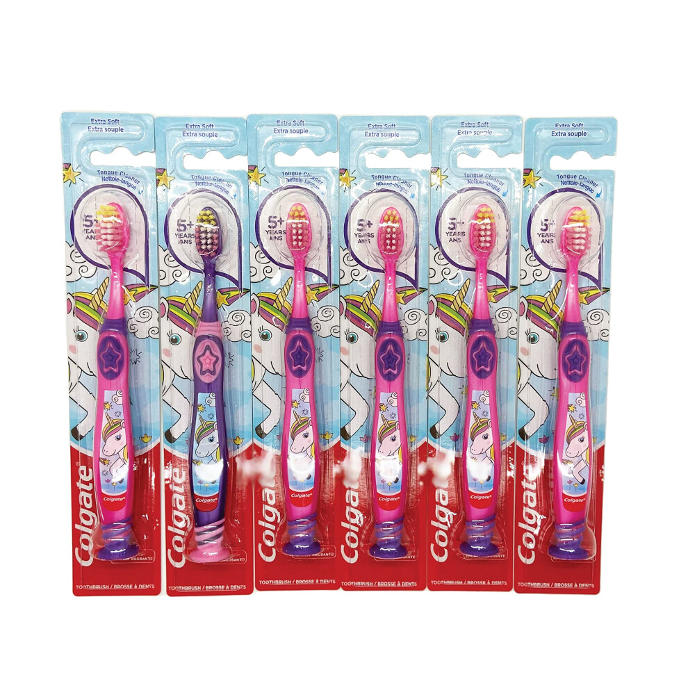 Colgate Kids Unicorn Toothbrush  Extra Soft for Children 5+ Years Old - Pack of 6