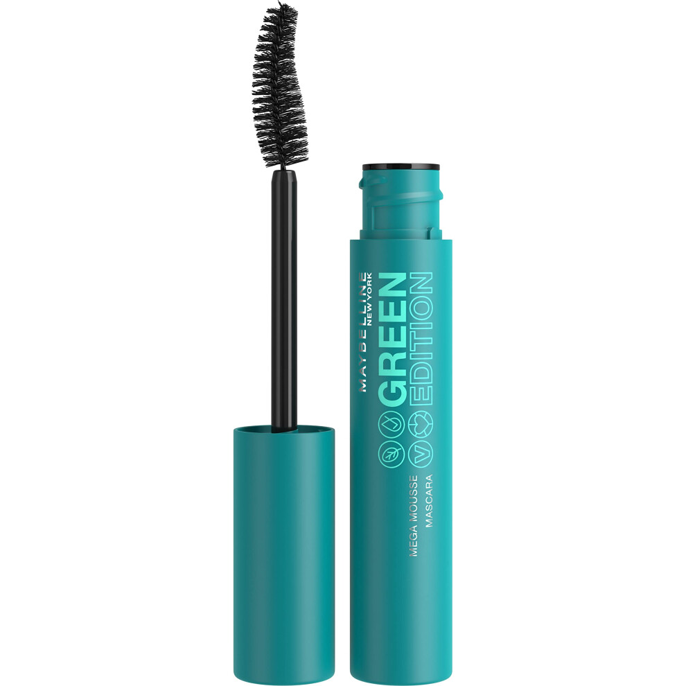 Maybelline Green Edition Mega Mousse Mascara Makeup  Smooth Buildable and Lightweight Volume  Formulated with Shea Butter  Very Black  1 Count