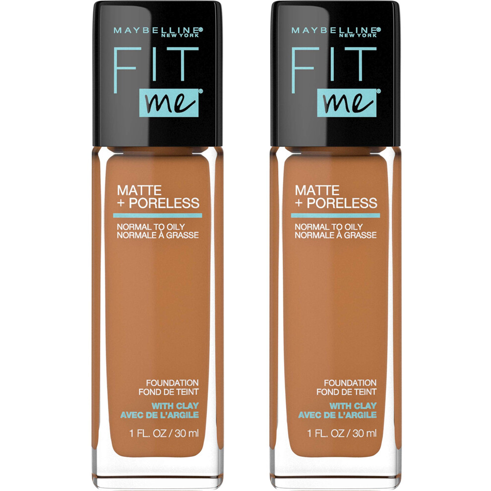 Maybelline Fit Me Matte + Poreless Liquid Foundation Makeup  Cappuccino  2 COUNT Oil-Free Foundation