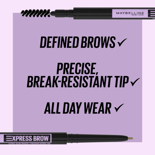 Maybelline Maybelline Express Brow Ultra Slim Μολύβι Φρυδιών, Μολύβι με Ακρίβεια και Βούρτσα, Μαύρο, 1 Τεμάχιο 2