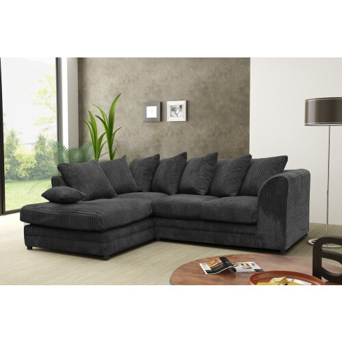 Snugg Furniture (Left Hand Corner, Black) Milo Jumbo Cord Corner Sofa